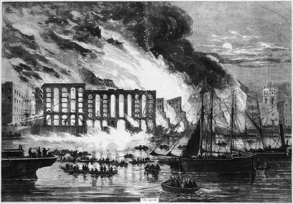 Detail of The Tooley Street fire by Illustrated London News