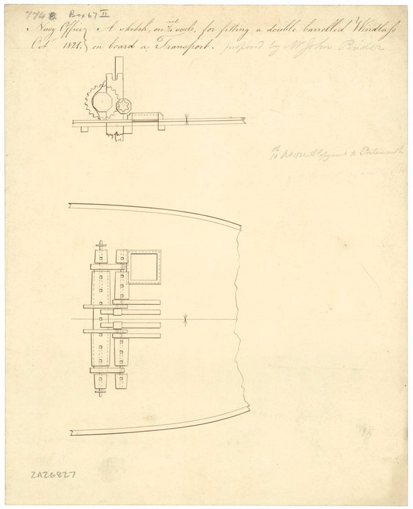 Proposed double-barrelled windlass on a Transport.