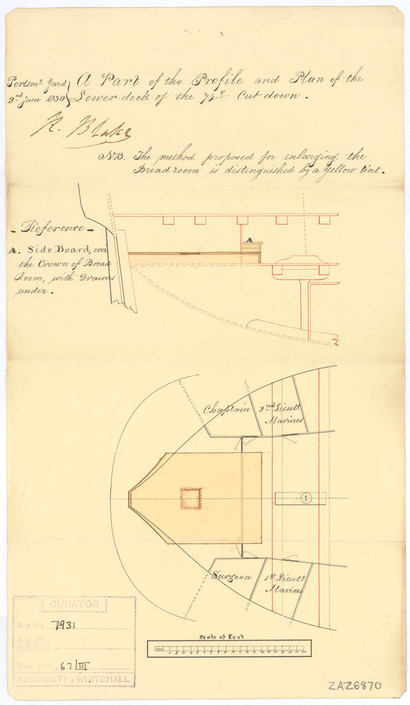 Proposed enlargement to the Bread Rooms for Razeed 74 gun ships.