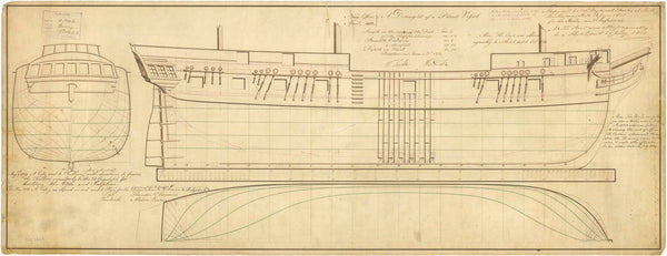 Lines and profile plan of 'Fury' (1814)
