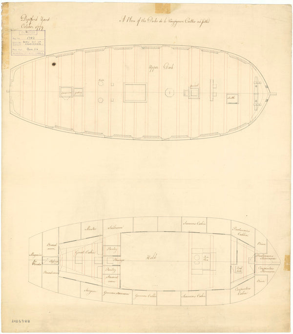 Decks plan for 'Duc de la Vaugignon' (1779) as fitted
