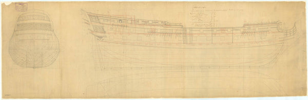 The lines and profile plans of the 'Centurion' (1732)