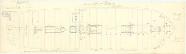 Upper deck plan for HMS 'Warspite' (1807)