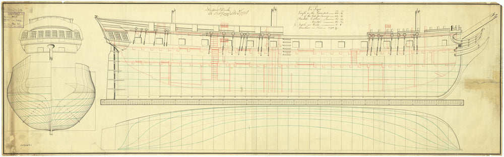 Ship plan of HMS Pique 1795