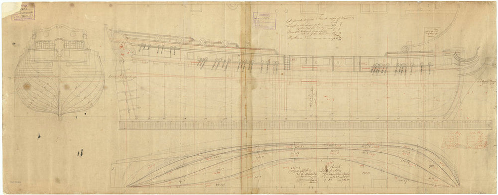 Lines & profile plan of the 'Ambuscade' (1746)