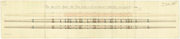 Ship plan of HMS 'Diana' (1794): main yard