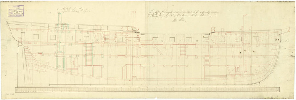 Inboard profile plan for Diana (1794)