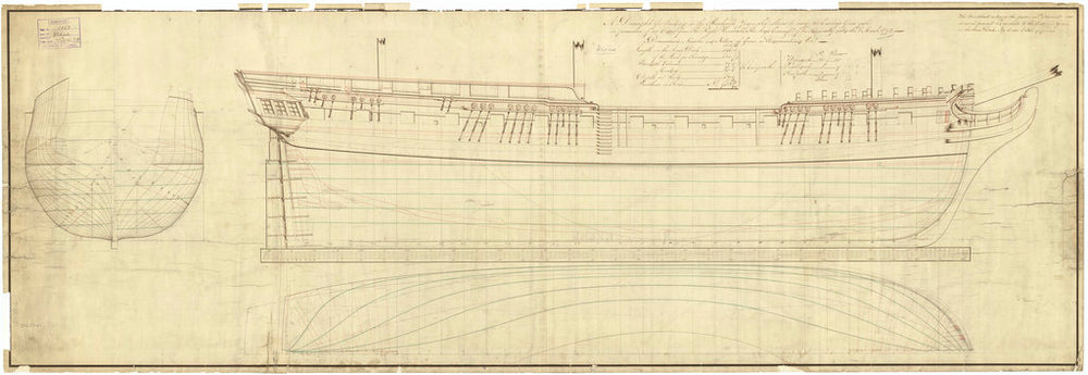 Ship plan of HMS 'Diana' (1794): lines