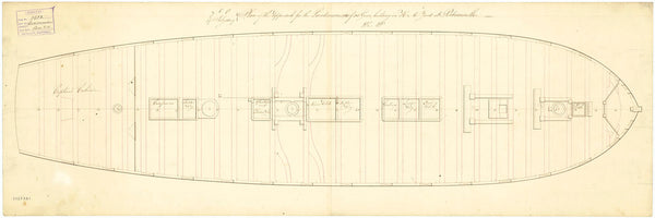 Upper deck plan for Lacedaemonian (1812)
