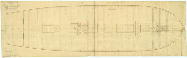 Upper deck plan for 'Solebay' (1785) or 'Iris' (1783)