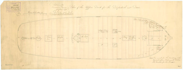 Upper deck plan for 'Dispatch' and 'Dove'