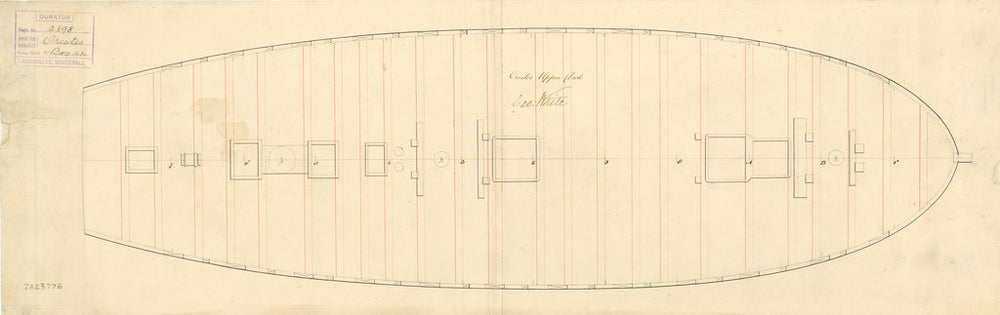 Upper deck plan for 'Orestes' (1781)