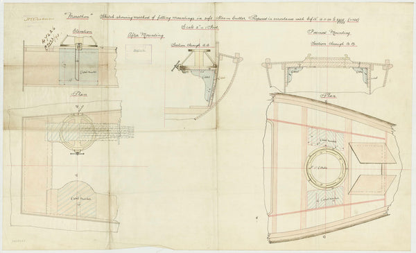 Mounting plan for HMS 'Marathon' (1888)