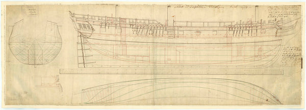Lines & profile plan for HMS 'Alecto' (1781)