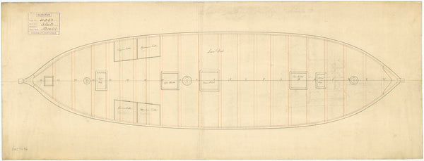 Lower deck plan for HMS 'Alecto' (1781)