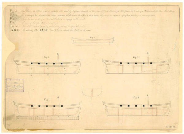 Sliding keel designs by Captain Schank for an unnamed boat (1774) and and unnamed cutter (no date)