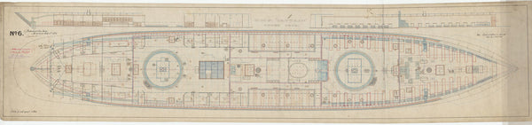Lower deck plan for HMS Captain (1869)