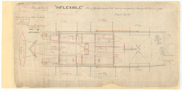Superstructure deck plan for Inflexible (1876)