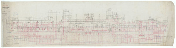 Inboard profile plan for Inflexible (1876)