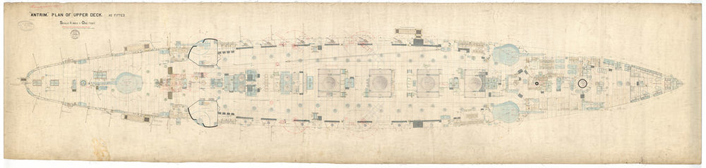 Upper deck plan for HMS Antrim (1903)