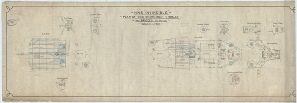 Skid beams, bridges plan for HMS Invincible (1907)