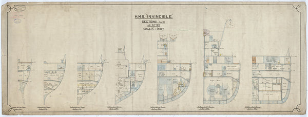 Aft sections plan for HMS Invincible (1907)