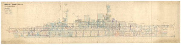 Profile plan for HMS Repulse (1916)