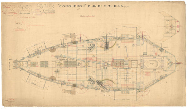Spar deck plan for Conqueror (1881)