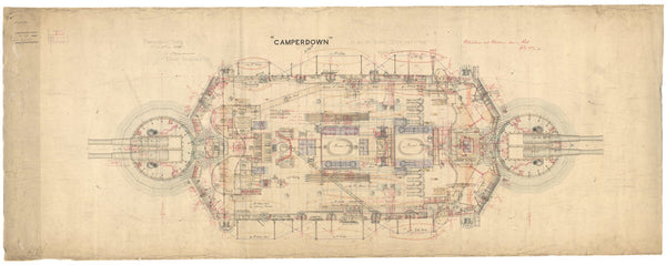 Spar deck plan for Camperdown (1885)