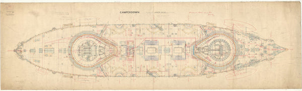 Upper deck plan for Camperdown (1885)