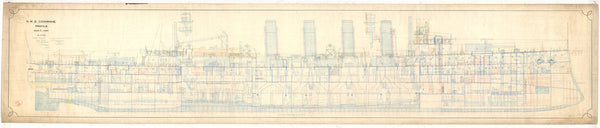 Inboard profile plan for HMS Cochrane (1905)