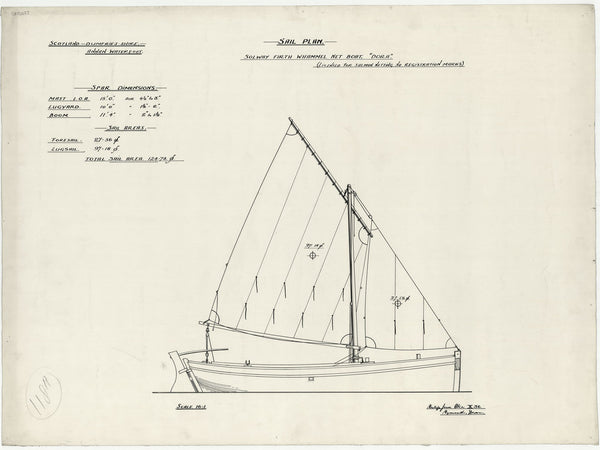 Sail arrangement plan of Dora (1900)