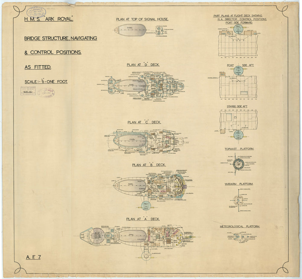 Island superstructure plan of HMS Ark Royal (1937)