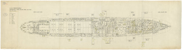 Lower gallery deck plan for HMS Indefatigable (1942)