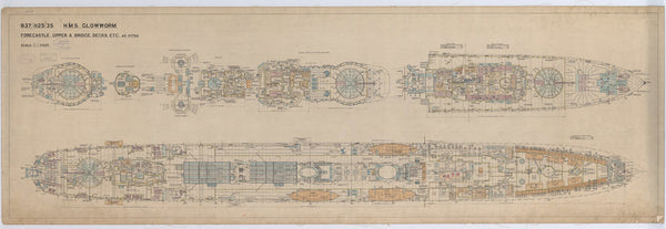 Upper deck plan of HMS Glowworm (1935)