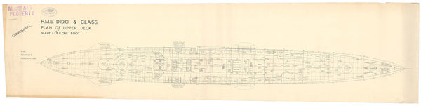 Upper deck plan of HMS Dido & class (1939)