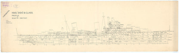 Inboard profile plan of HMS Dido & class (1939)
