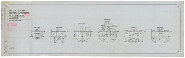 Aft section plan for HMS 'Blencathra' (1940), as fitted