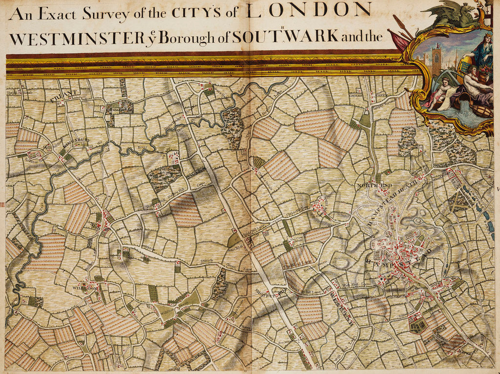 Detail of Map of Willesden and Hampstead by John Rocque