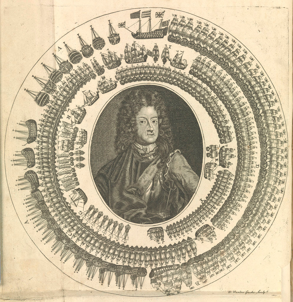 Detail of George I with his fleet circling around him by unknown