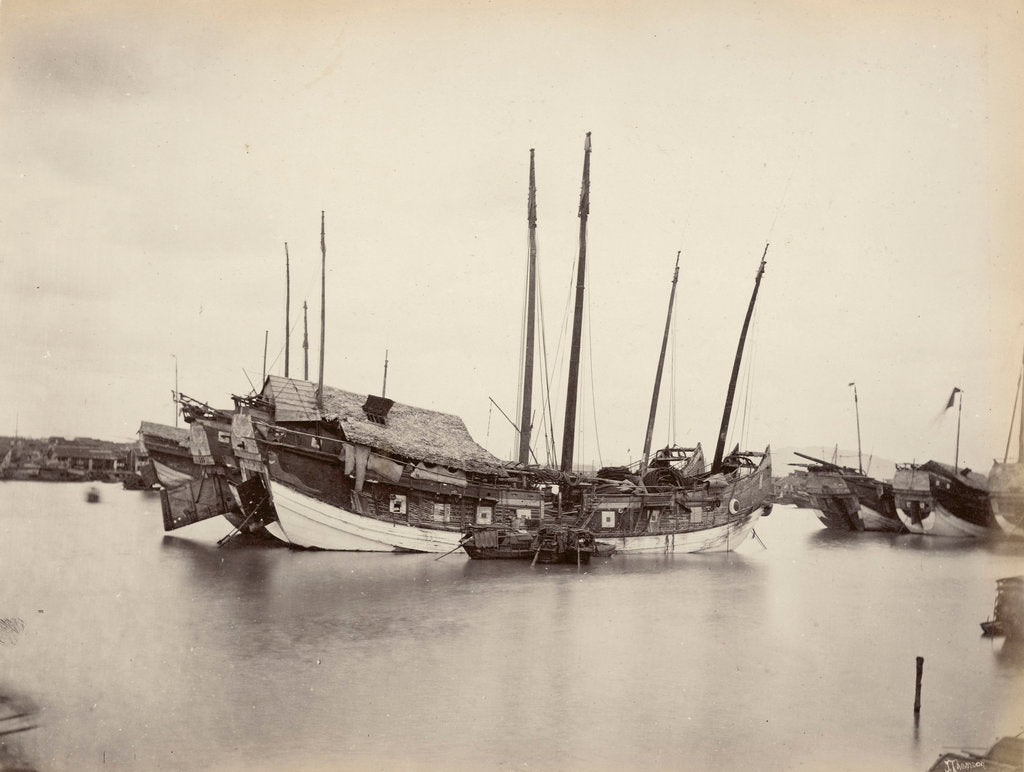Detail of Junks on the Pearl River [Zhu Jiang] near Canton, large-format albumen print by John Thomson