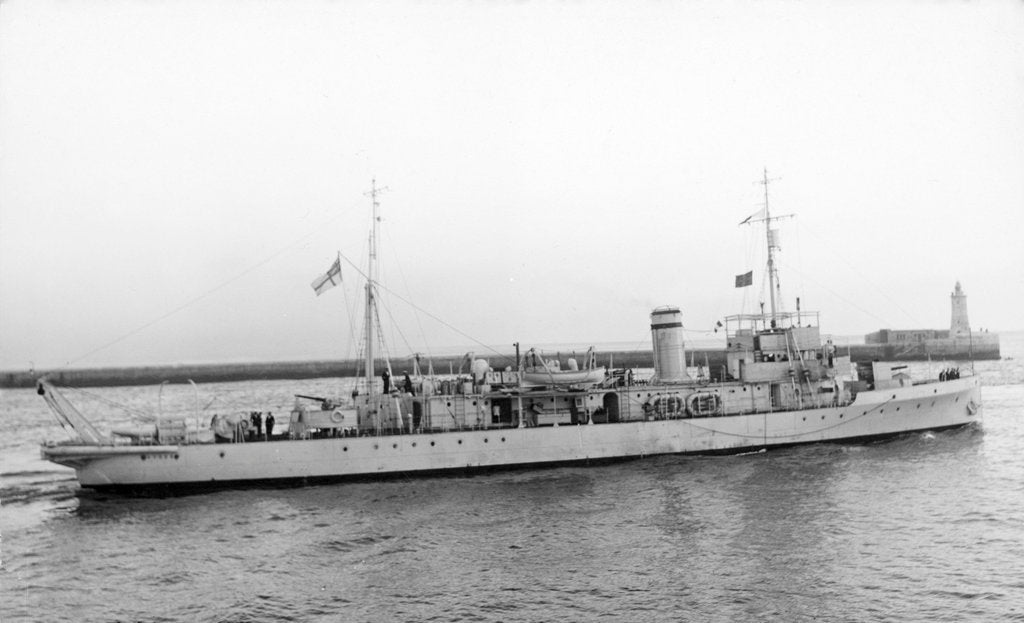Detail of Photograph of the HMS 'Stoke' leaving Malta in January 1937 by Grand Studio