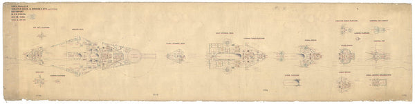 Shelter deck & Bridges plan for HMS Malaya (1915)