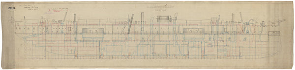 Inboard profile plan for HMS Captain (1869)