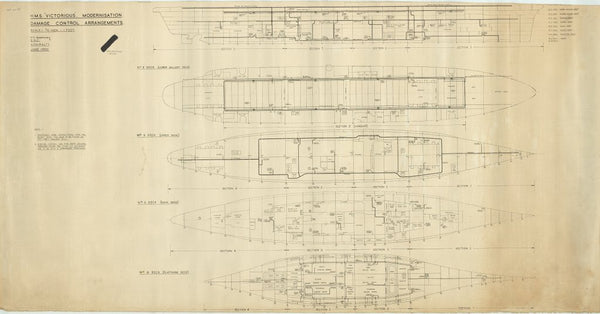 Damage control arrangement plan for HMS 'Victorious' proposed reconstruction