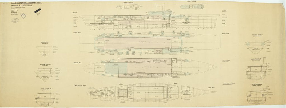 Armour plan for HMS 'Victorious' proposed reconstruction