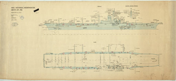 Sketch of rig plan for HMS 'Victorious' proposed reconstruction