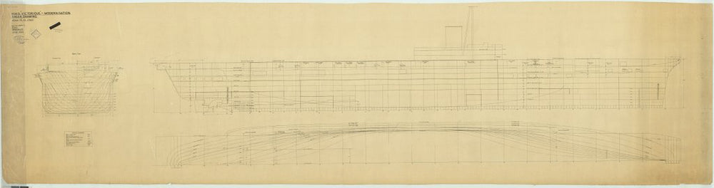 Sheer and body plan for HMS 'Victorious' proposed reconstruction