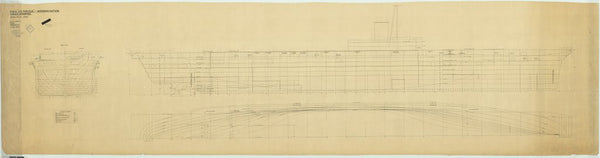 Sheer and body plan for HMS 'Victorious' proposed reconstruction