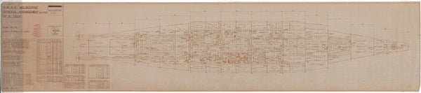 No. 8 [Hold] deck plan of HMAS Melbourne (completed 1955), as fitted 1956